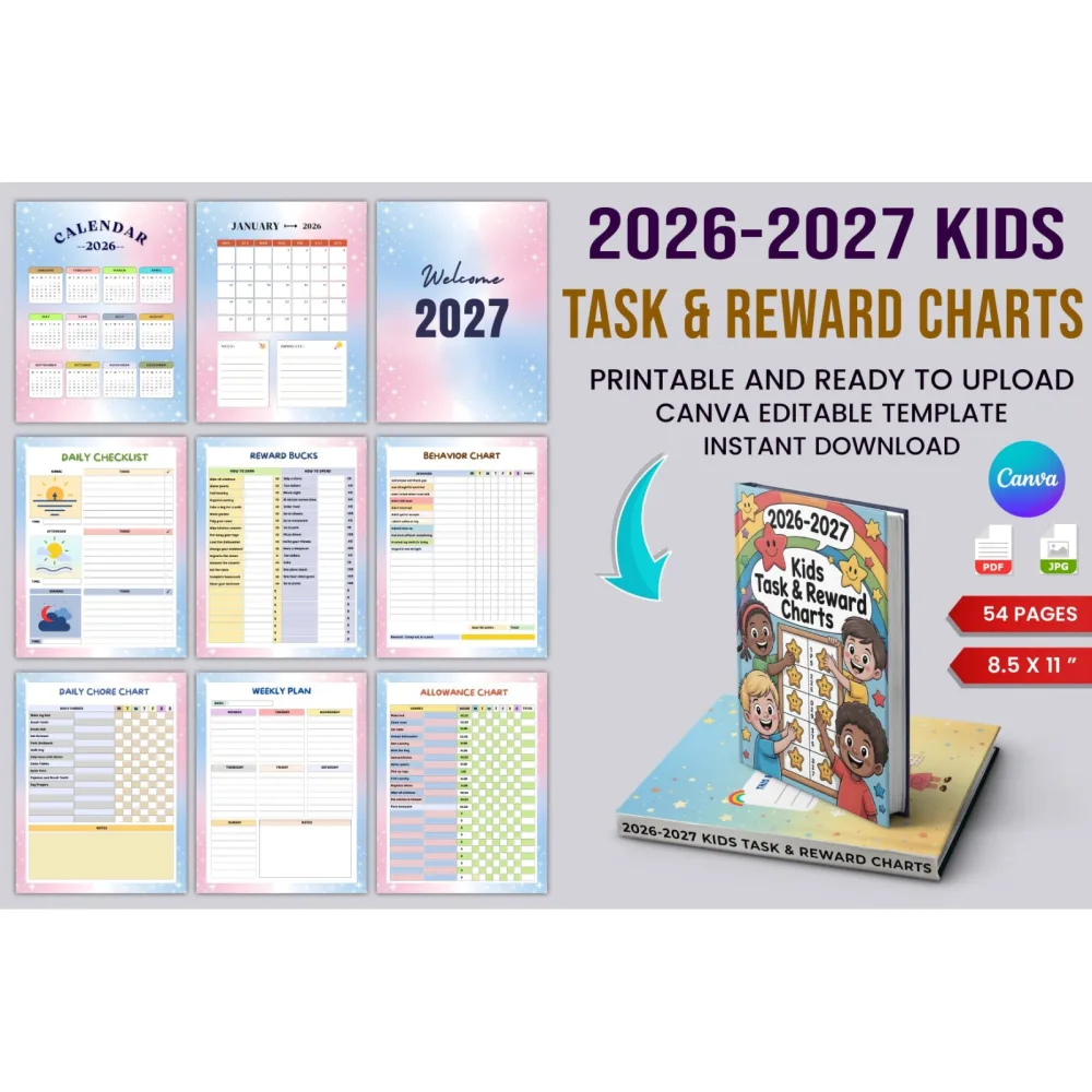 Kids Task Reward Charts Planner