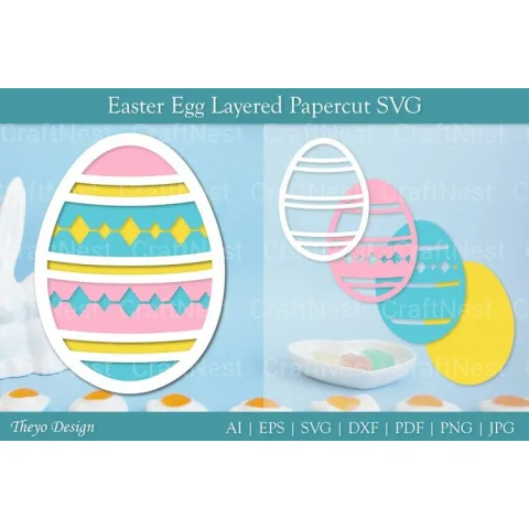 Easter Egg Layered Papercut SVG Bundle