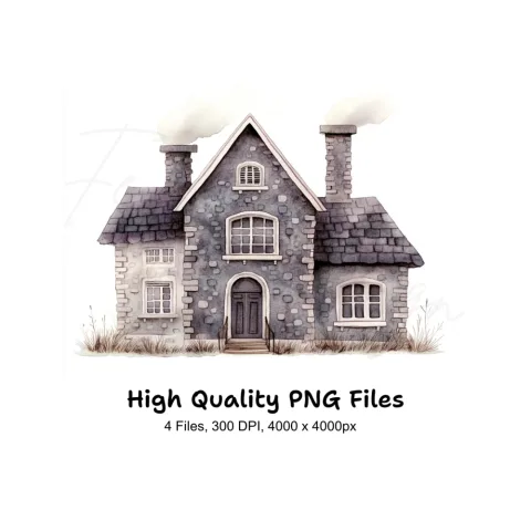 Spooky Haunted House Clipart Bundle