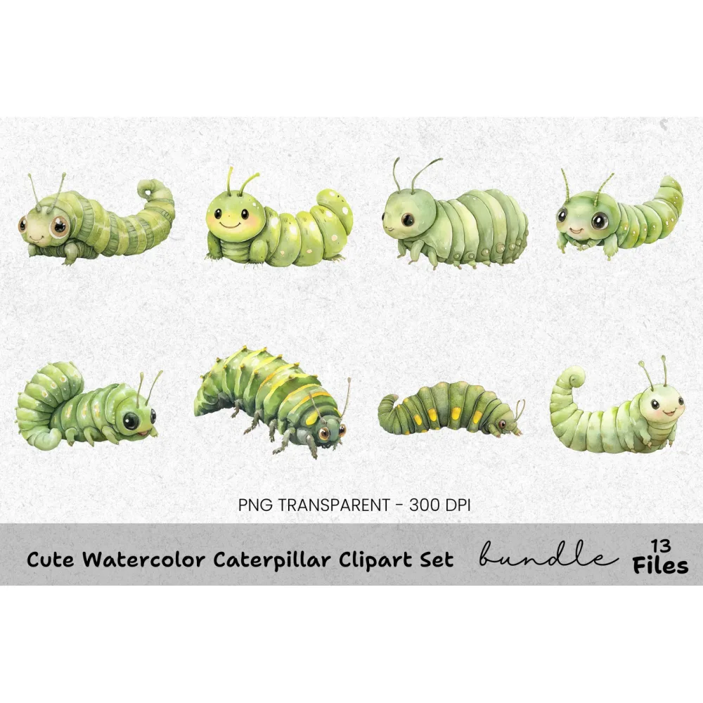 Cute Caterpillar Clipart Bundle