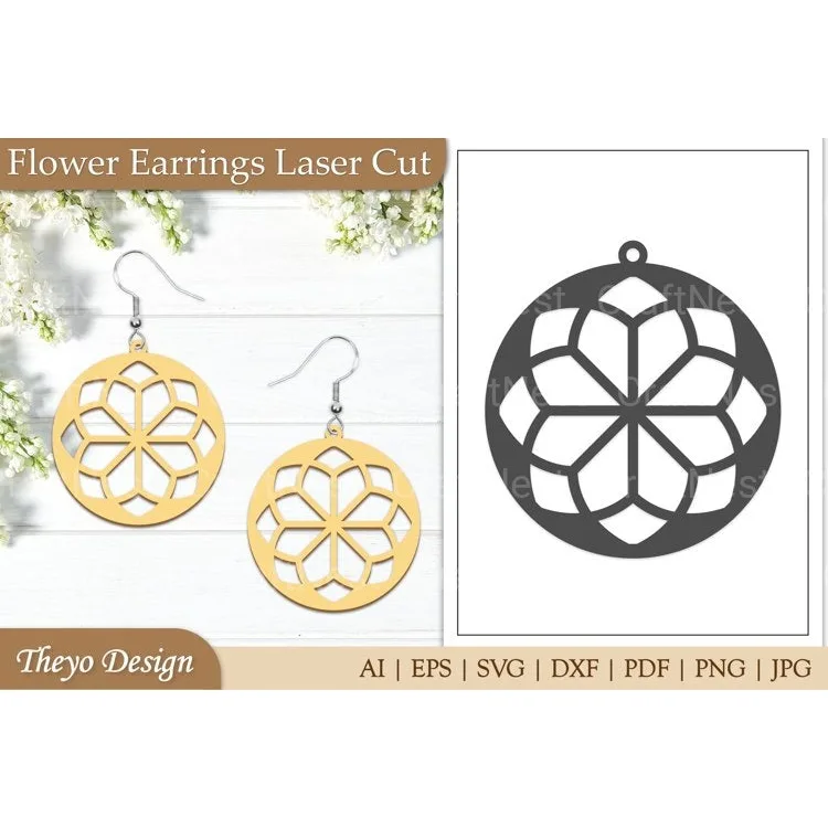 Lasercut Flower Earrings SVG Bundle