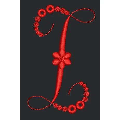 Floral Red Colour Embroidery Design