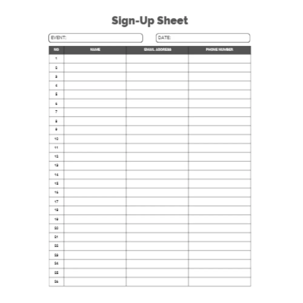 Sign Up Sheet Bundle