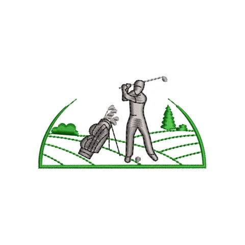 Man Play Golf Embroidery Design