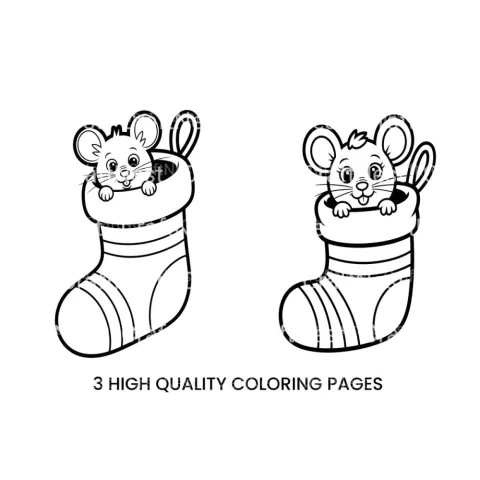 Cute Mice in Christmas Stockings Coloring Books