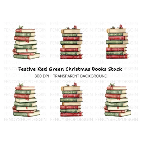 Christmas Books Stack Clipart Bundle