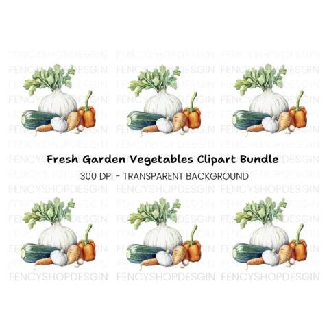 Fresh Garden Vegetables Clipart Bundle