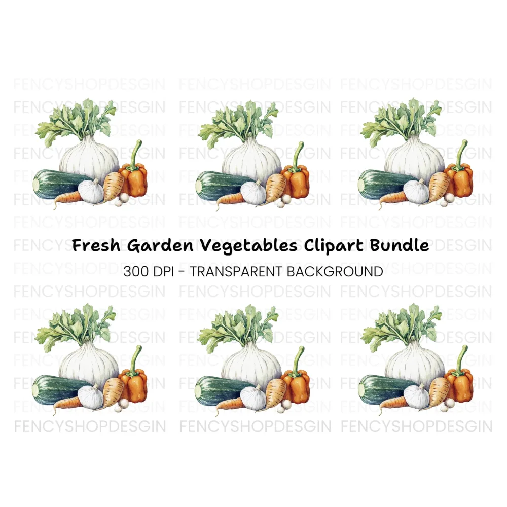 Fresh Garden Vegetables Clipart Bundle