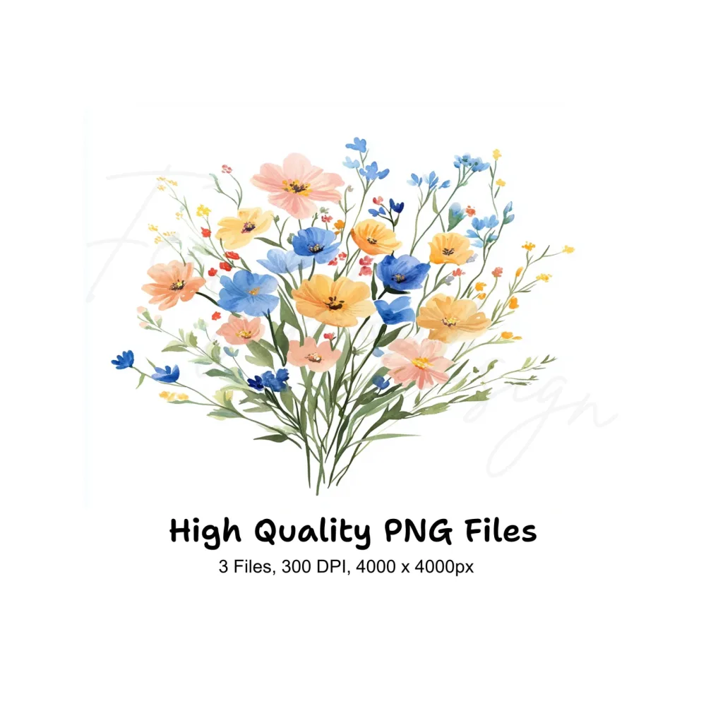 Wildflower Bouquets Clipart Bundle