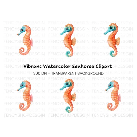 Vibrant Seahorse Clipart Bundle