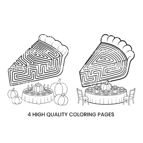 Thanksgiving Pie Maze Fun Coloring Books
