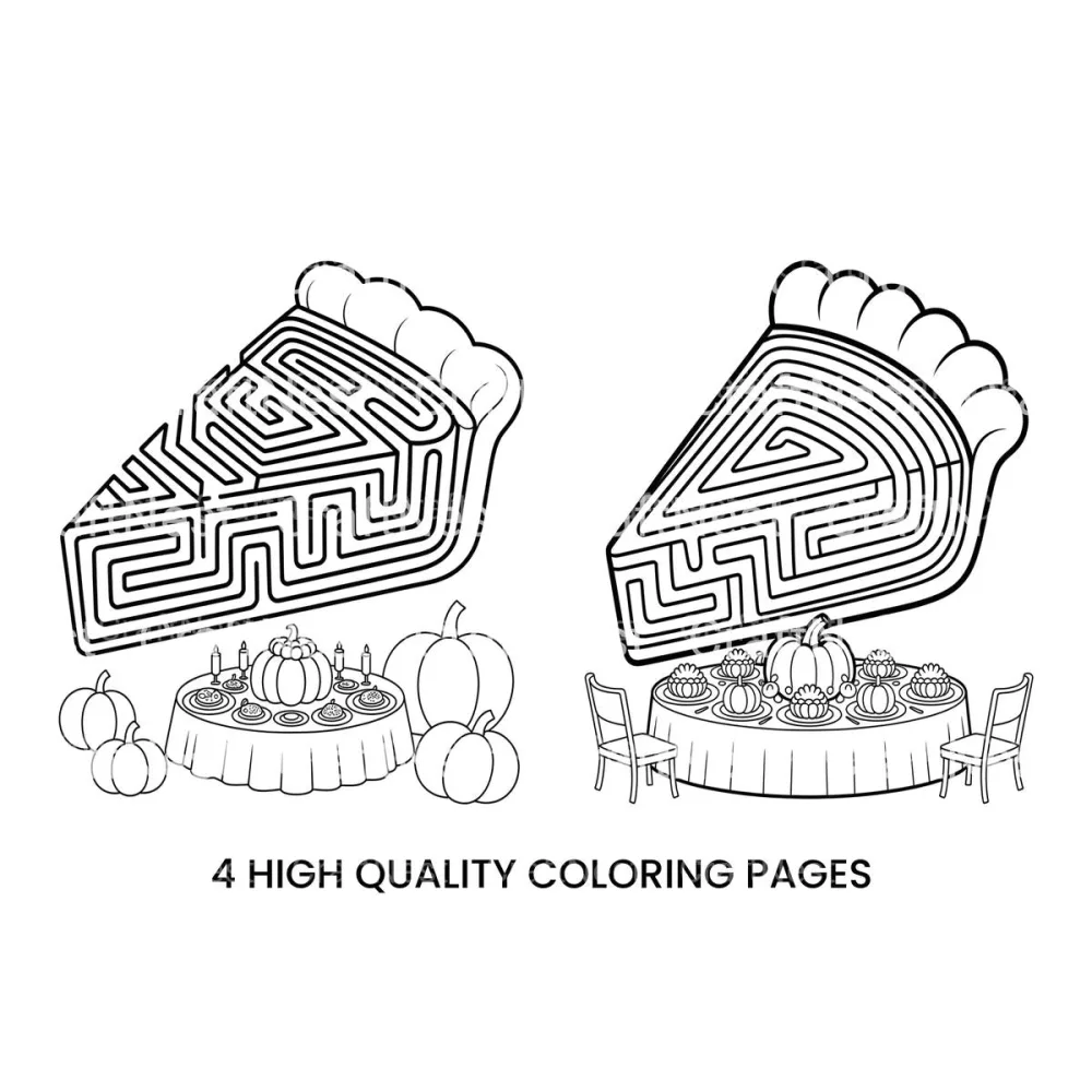 Thanksgiving Pie Maze Fun Coloring Books
