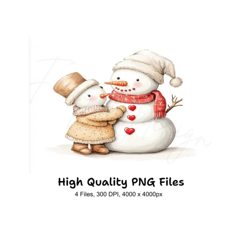 Snowman Couple Winter Holiday Clipart Bundle