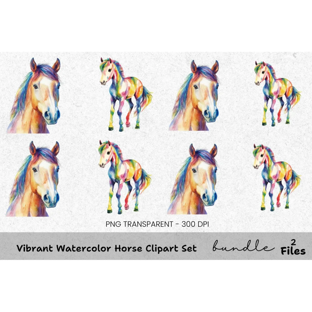 Vibrant Horse Clipart Bundle