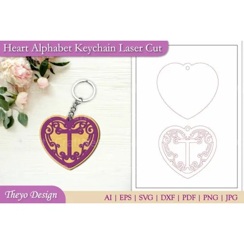Alphabet Keychain from Heart Alphabet Keychain SVG