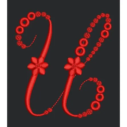 Floral Red Colour Embroidery Design