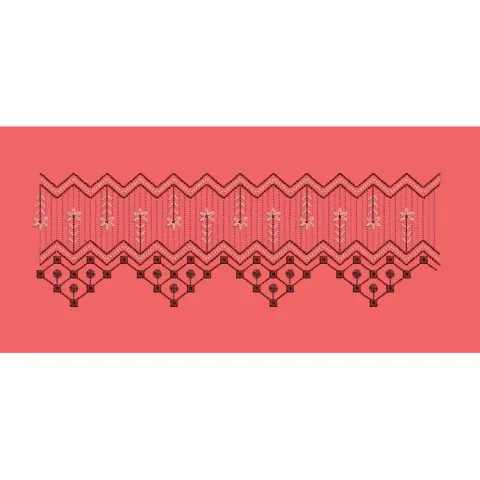 Geometric Zig Zag with Hanging Star Blossoms Embroidery Design