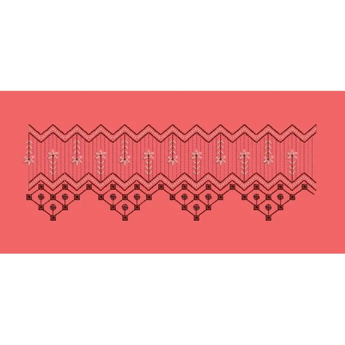 Geometric Zig Zag with Hanging Star Blossoms Embroidery Design