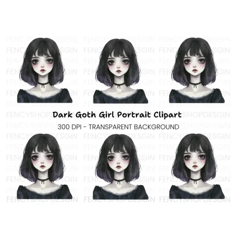 Dark Aesthetic Goth Girl Clipart Bundle