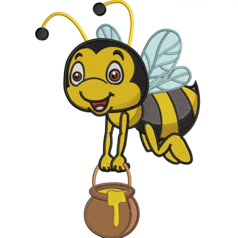 Honey Bee Embroidery Design