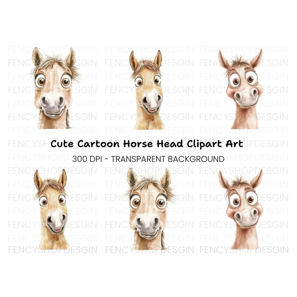 Funny Horse Faces Clipart Bundle