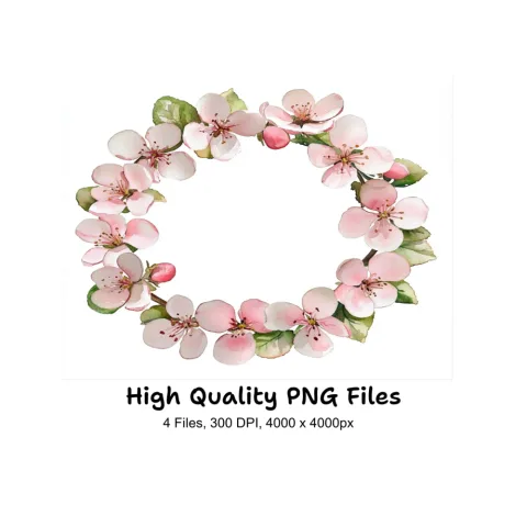 Cherry Blossom Wreaths Clipart Bundle