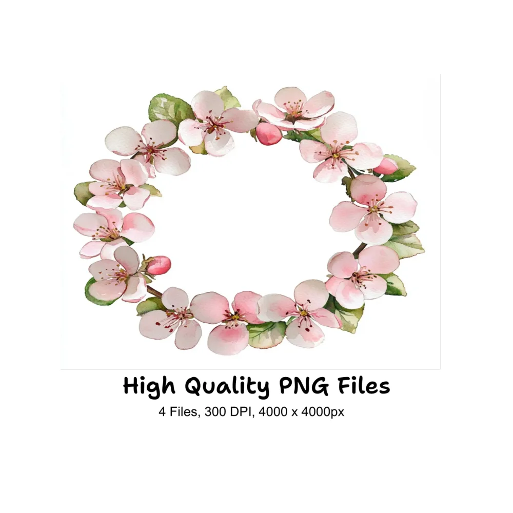 Cherry Blossom Wreaths Clipart Bundle