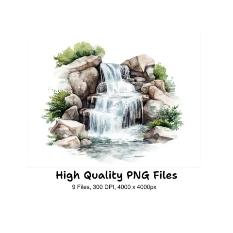 Rustic Waterfall Clipart Bundle