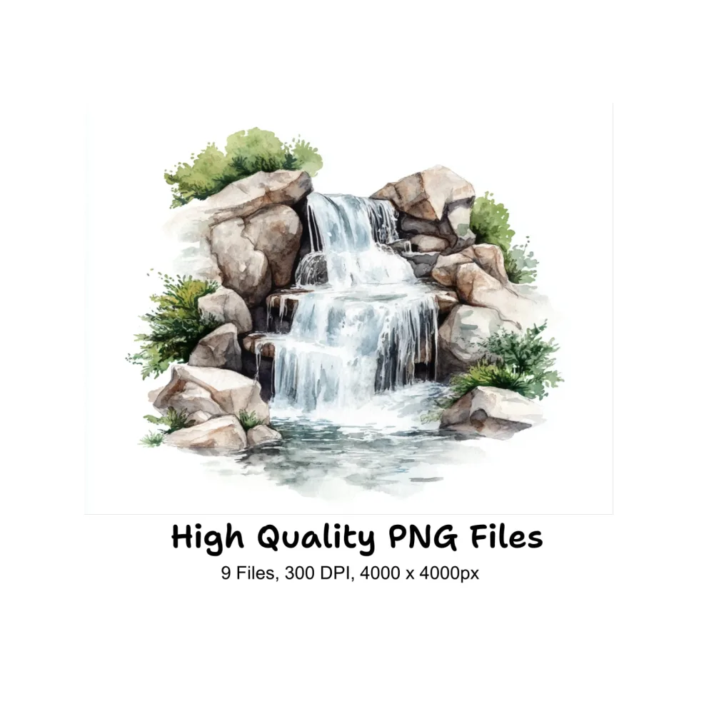 Rustic Waterfall Clipart Bundle