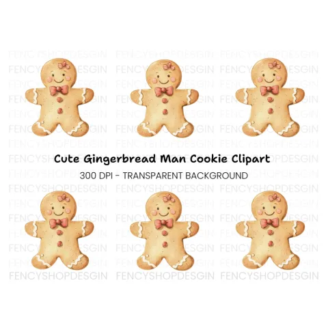 Cute Gingerbread Man Clipart Bundle