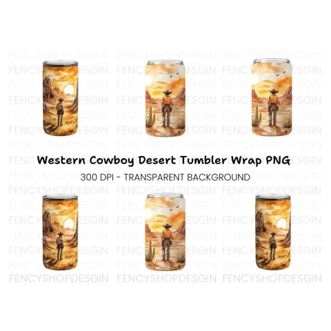 Desert Cowboy Tumbler Clipart Bundle