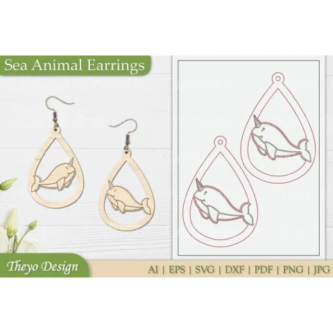 Sea Animal Earrings SVG Bundle
