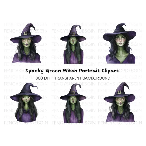 Mysterious Witch Portraits Clipart Bundle