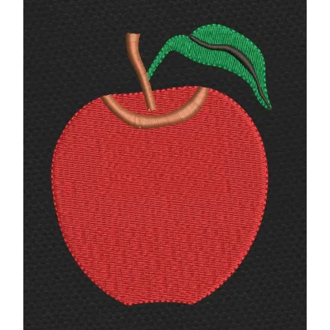Apple Red & Green Leaf Embroidery Design
