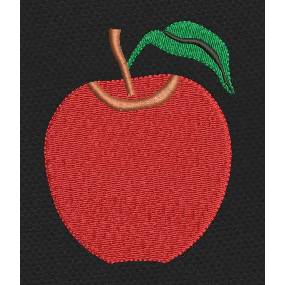 Apple Red & Green Leaf Embroidery Design