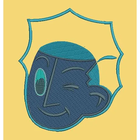 Winking Cartoon Face Embroidery Design