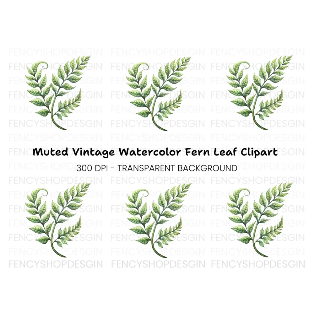 Elegant Green Fern Branch Clipart Bundle
