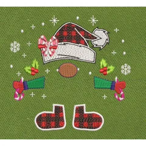 Holiday Gnome Red & Green Embroidery Design