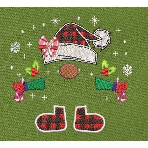 Holiday Gnome Red & Green Embroidery Design
