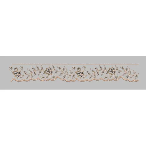 Sapphire Bud and Leafy Scallop Embroidery Design