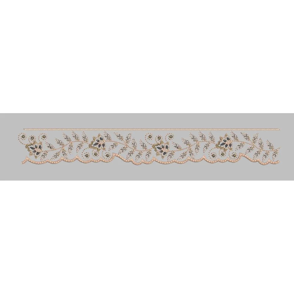 Sapphire Bud and Leafy Scallop Embroidery Design
