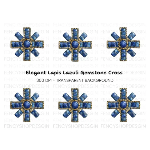 Byzantine Cross Blue Gemstones Clipart Bundle
