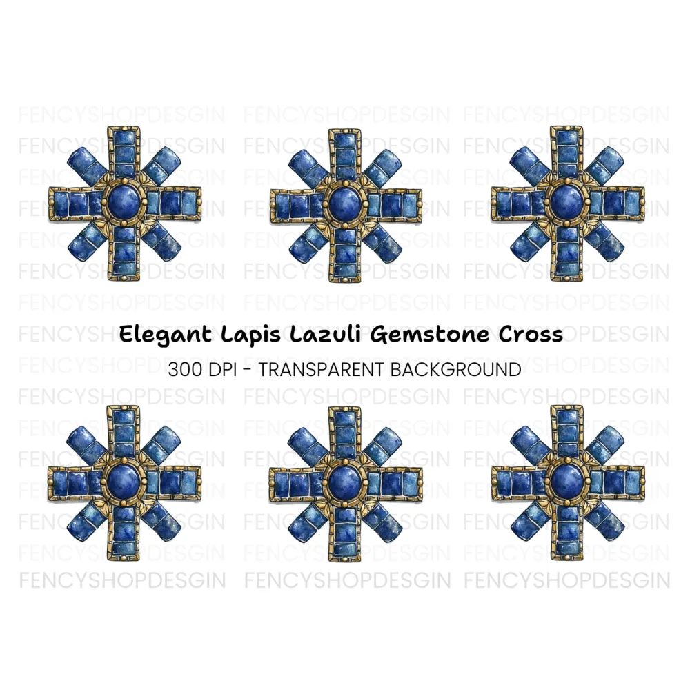 Byzantine Cross Blue Gemstones Clipart Bundle