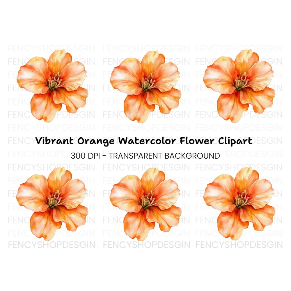 Vibrant Orange Flower Clipart Bundle