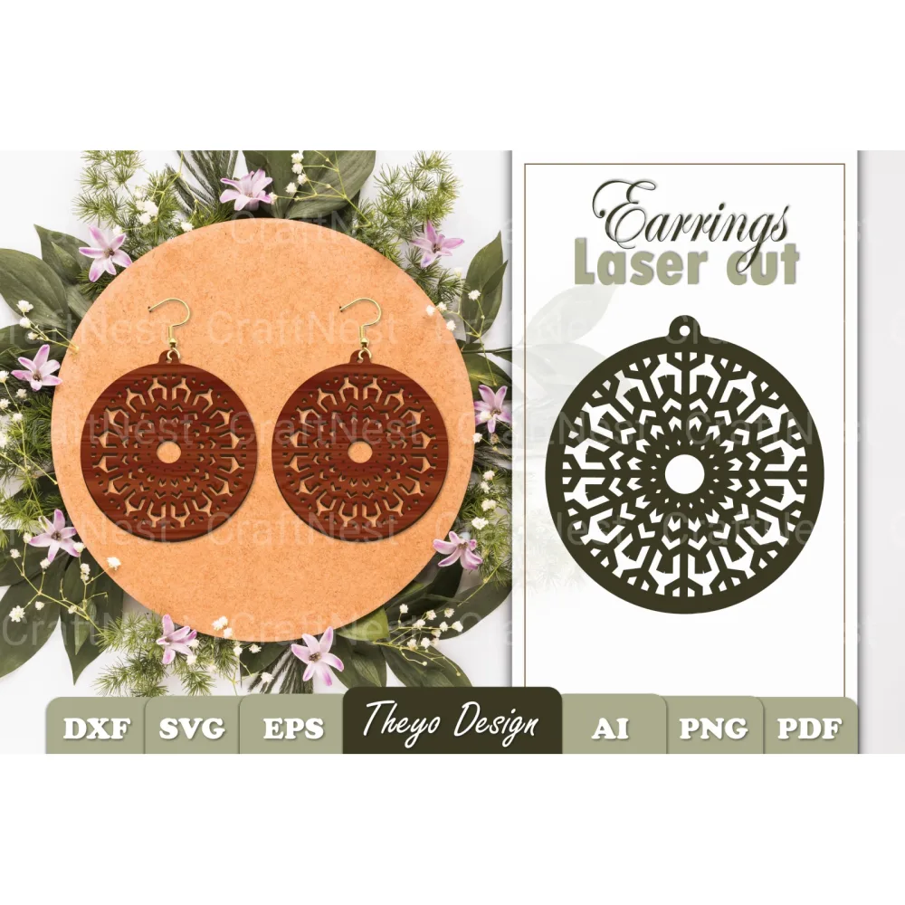 Snowflake Mandala Earrings SVG Bundle