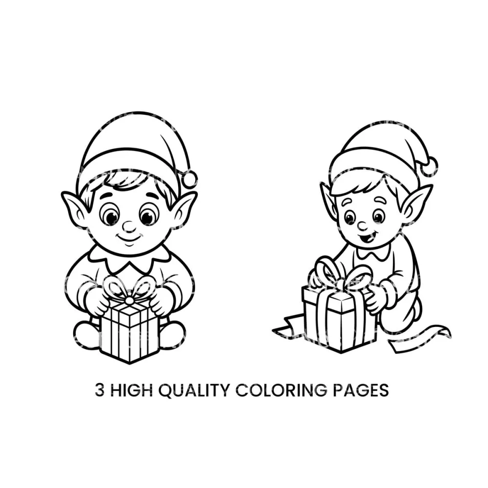 Cute Christmas Elf Gift Coloring Books