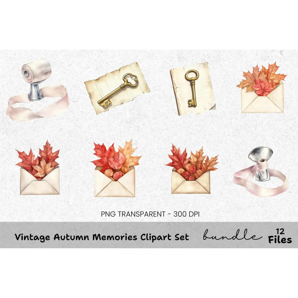Vintage Autumn Memories Clipart Bundle