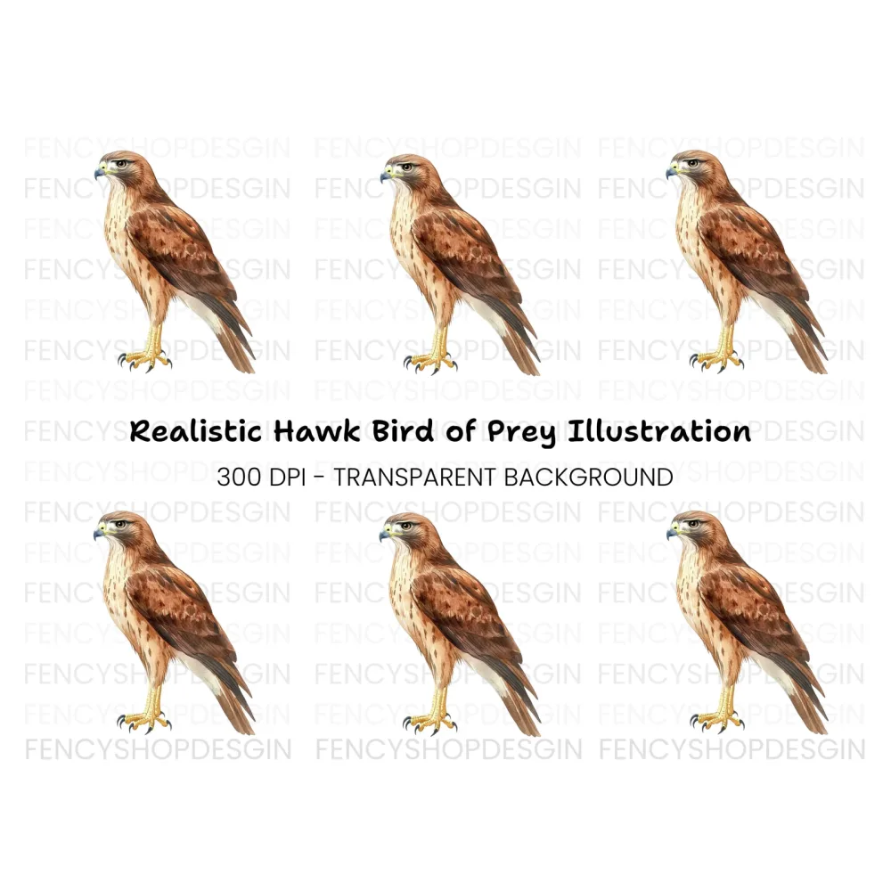 Majestic Brown Hawk Bird Clipart Bundle