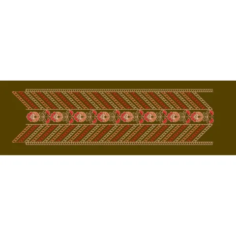 Diagonal Striped Floral Band Border Embroidery Design