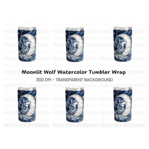 Wolf and Moon Tumbler Clipart Bundle